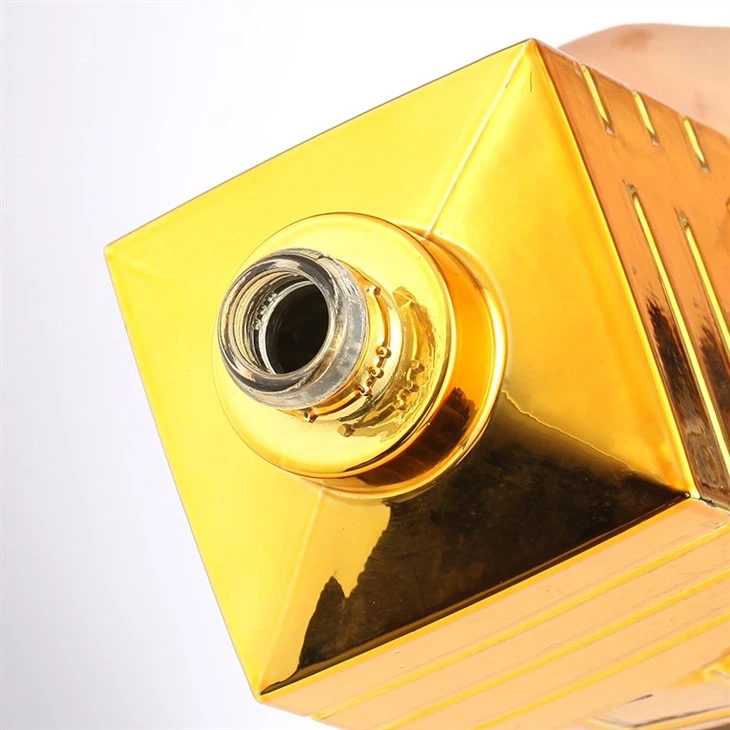 Square Golden Color Whisky Glass Bottle